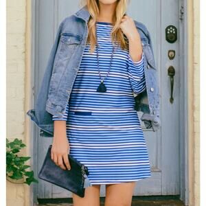 Cabana Life Dress XL Blue Striped Beachy Coastal Nautical Stretch Pocket UPF 50+